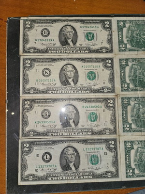 8 Rare 1976 US Two Dollar Bills used