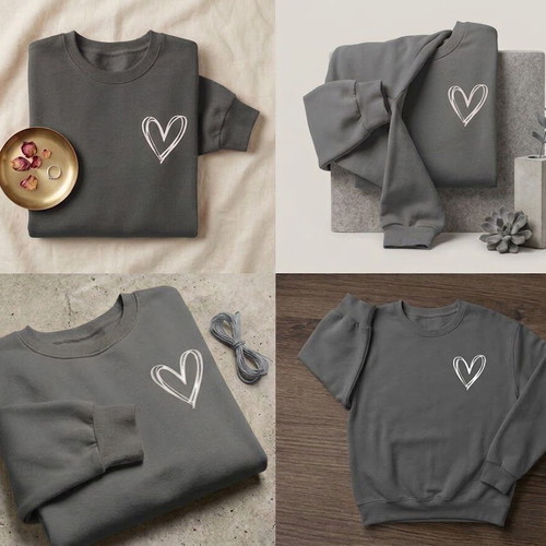 Women's sweatshirts with heart design, pack of 4, multicolor