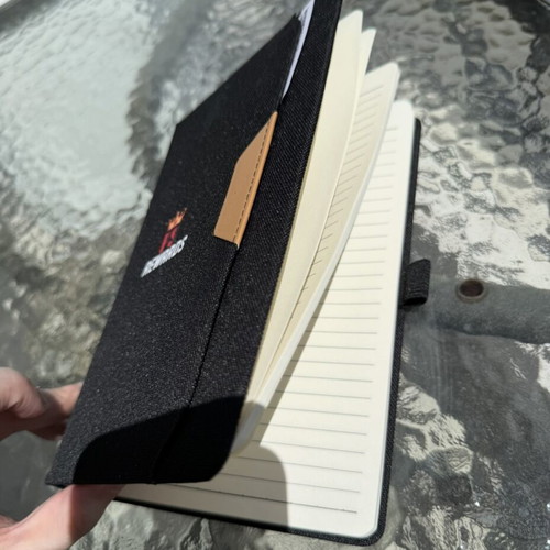 Black Agenda Notebook new with hardcover and elastic closure