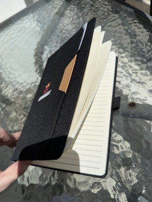 Black Agenda Notebook new with hardcover and elastic closure