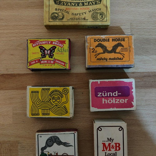 Vintage matchboxes used, pack
