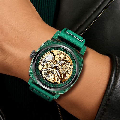 Mechanical automatic watch new, luxury, waterproof, green