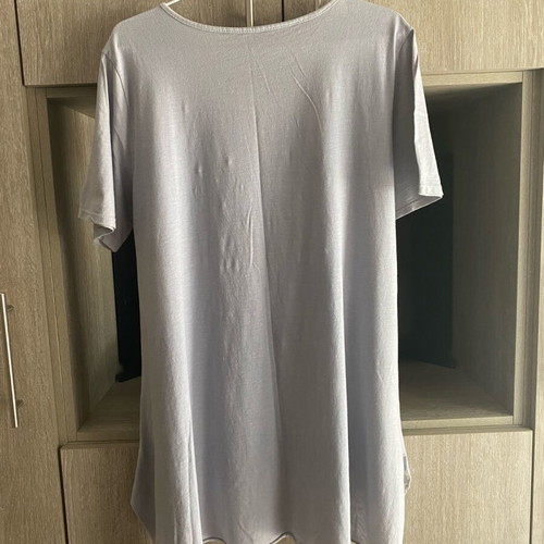 Blouse with pearls and knitted detail like new, grey