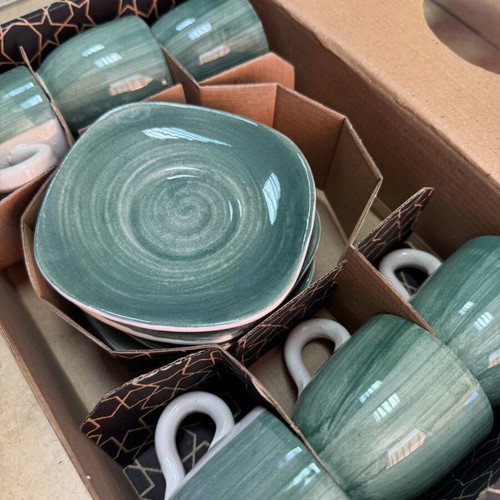 Mini turquoise tea and coffee set 12 pcs new