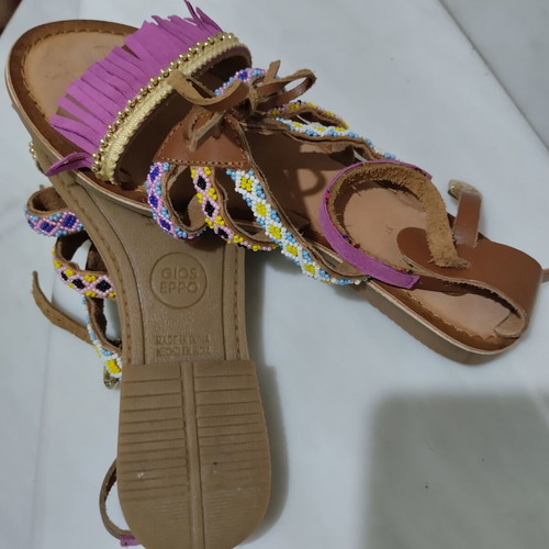 Boho sandals 36 purple genuine leather boho chic flatforms like new