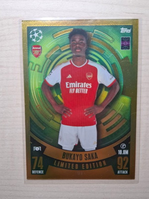 Bukayo Saka Topps Match Attax 2023/24 LE 8 Gold Limited Edition card mint