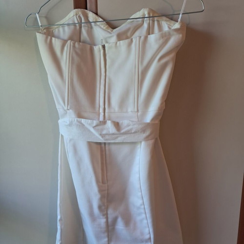 H&M white mini strapless dress with belt