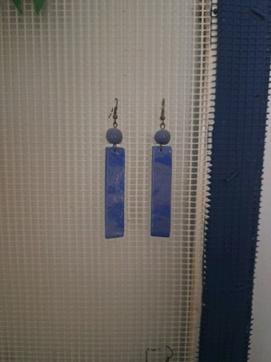 Long blue clay earrings new