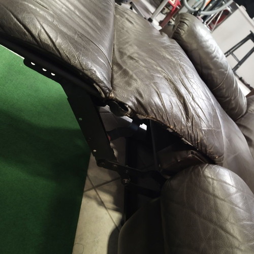 Three-seater black leather sofa with recline