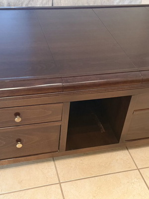 Solid wood coffee table with storage, walnut color