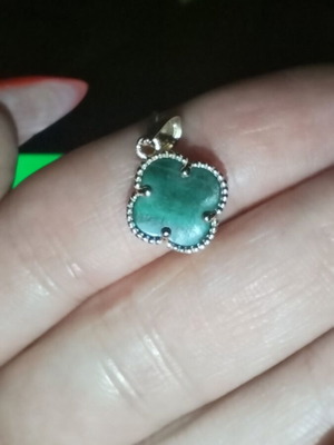 Gold motif pendant 585 14K with genuine malachite stone