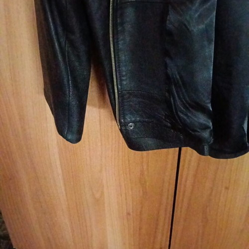 Leather jacket, black, size 5XL