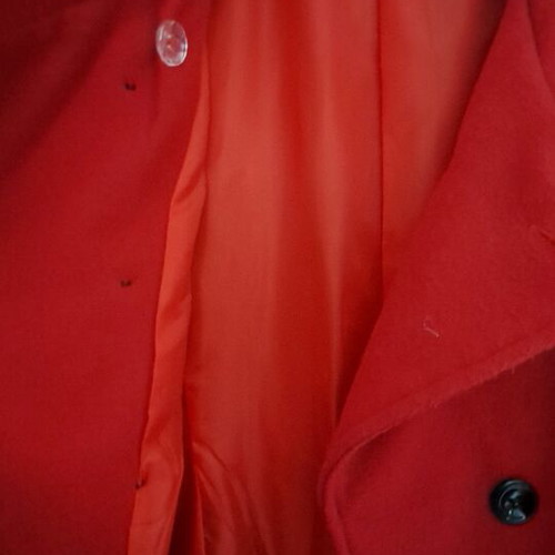 Women's red coat like new, size M, with waist tie