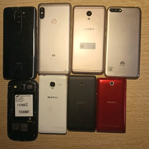 Mobile phones used, pack of 8 for parts, Xiaomi Redmi Note 8 Pro, Meizu