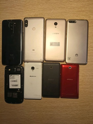 Mobile phones used, pack of 8 for parts, Xiaomi Redmi Note 8 Pro, Meizu
