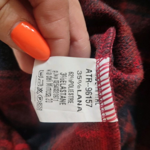 Checked coat-jacket unused, one size, blue and red, 35% wool