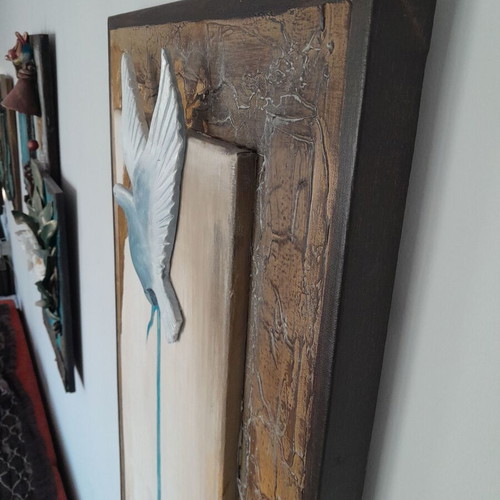 Mixed Media Art Painting New 110x40 cm