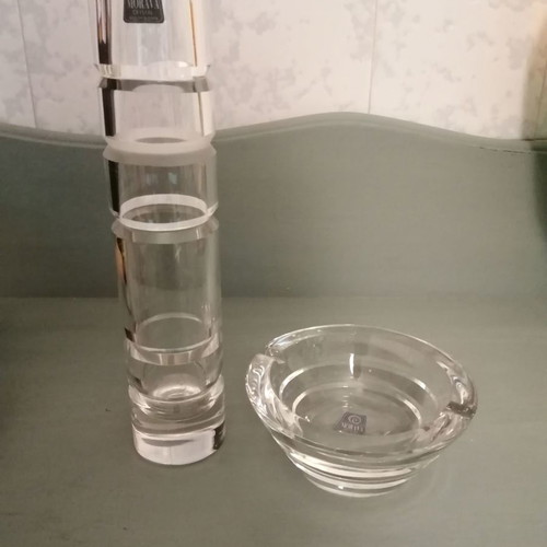 Morava crystal mouth blown vase and ashtray new