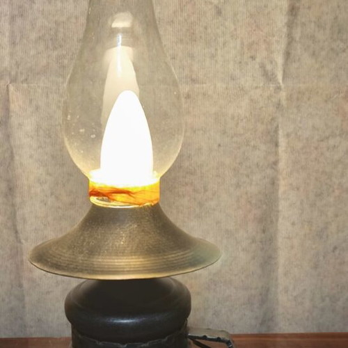 Vintage lamp with electricity used, height 46 cm