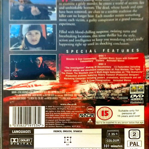 DVD The Crimson Rivers καινούργιο, αστυνομική θρίλερ με Jean Reno και Vincent Cassel