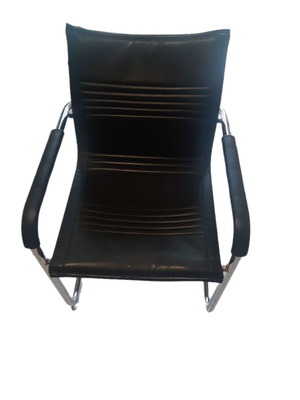 Professional waiting chair used with black leatherette and metal frame