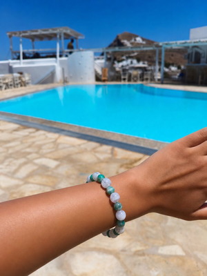 Bracelet with turquoise and white beads made of stainless steel custom order