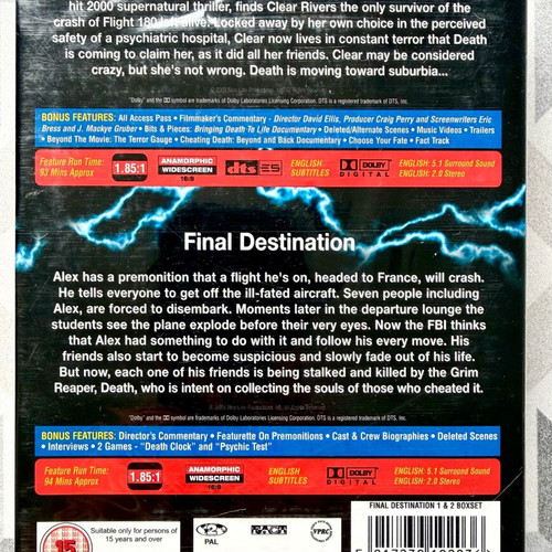 Final Destination 1 & 2 DVD new with English subtitles