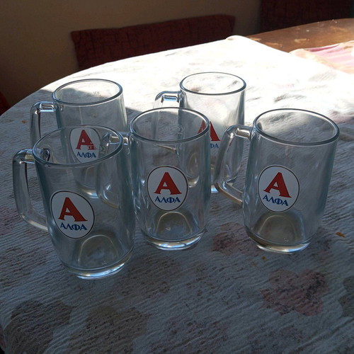 Glass beer mugs like new, pack of 5, 0.3 liters with handle
