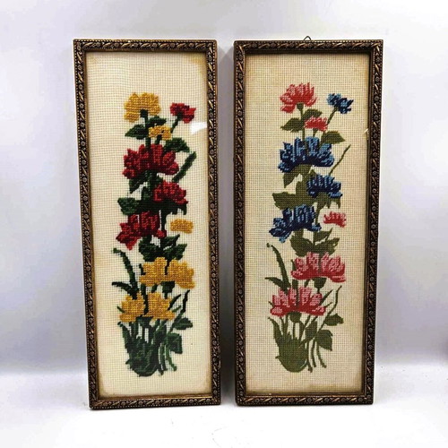 Embroidered paintings used set of 2 pieces