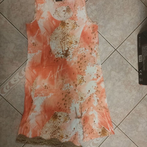 Nota Lingerie cotton nightdress like new, white and peach leopard print