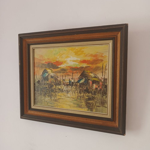 Oil painting used, 42x37 cm, signed with frame