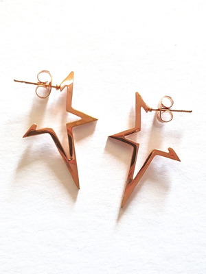 Star hoop earrings made of stainless steel with pink gold plating new