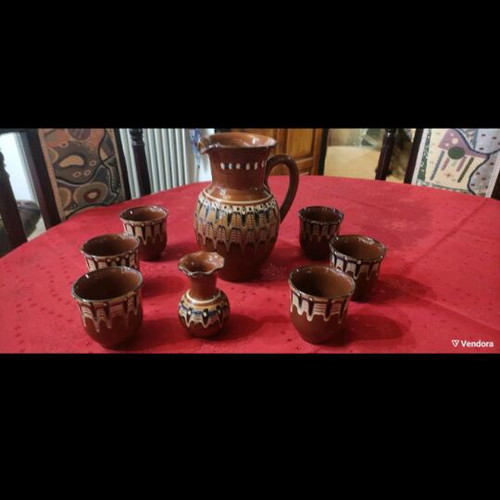 Vintage handmade ceramic Troyan serving set like new
