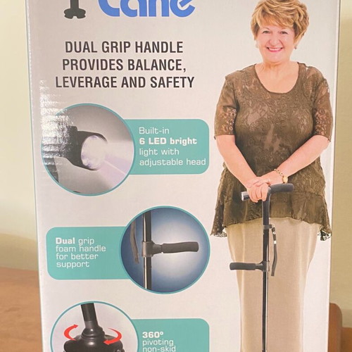 Twin Grip cane folding walking stick like new with flashlight
