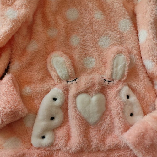 Fleece pajamas pink with bunny design like new, small