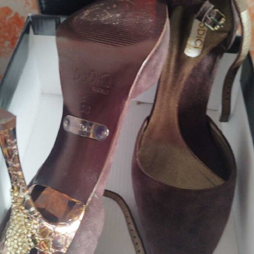 DoDiCi women's pumps size 38, dark brown suede, 10cm stiletto heel
