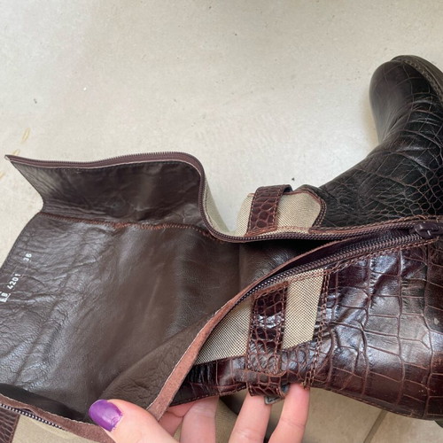 Prada brown crocodile pattern boots size 36 used, real leather