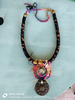 Handmade knitted necklace multicolor