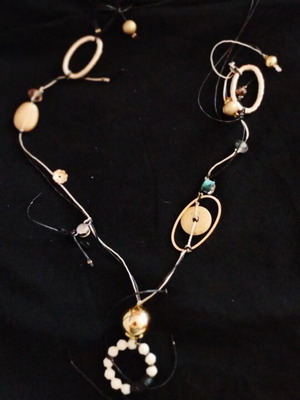 Long handmade necklace with small turquoise stone new