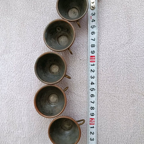 Small copper cups used, set of 5