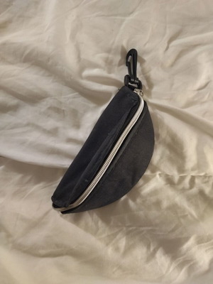Black fabric waist bag like new with zipper and clip