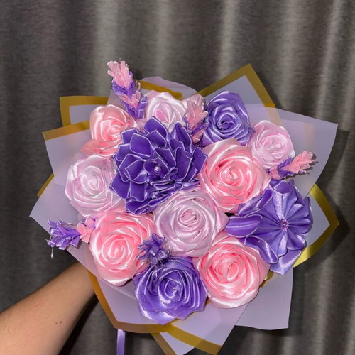 Handmade satin flower bouquet made to order