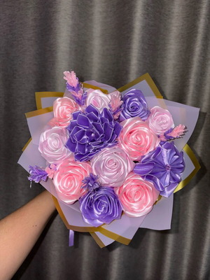 Handmade satin flower bouquet made to order