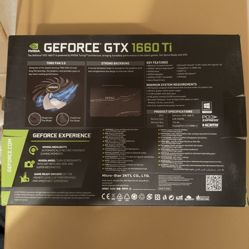 NVIDIA GeForce GTX 1660 Ti 6GB Ventus XS OC Edition like new