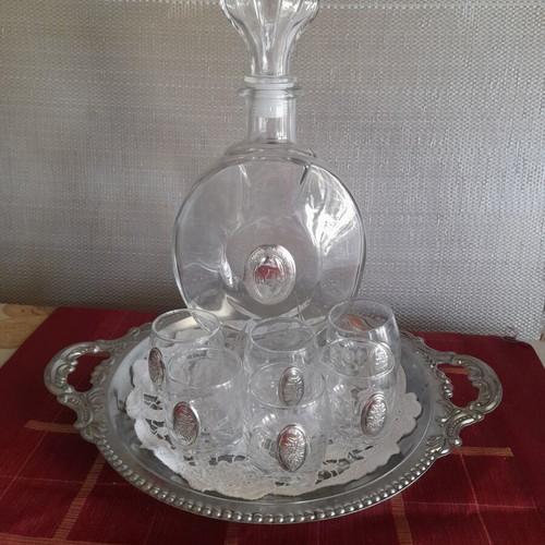 Vintage 1980 Italian Liqueur Set 7pcs Crystal & Silver 925 Collezione Anxanum Argenti