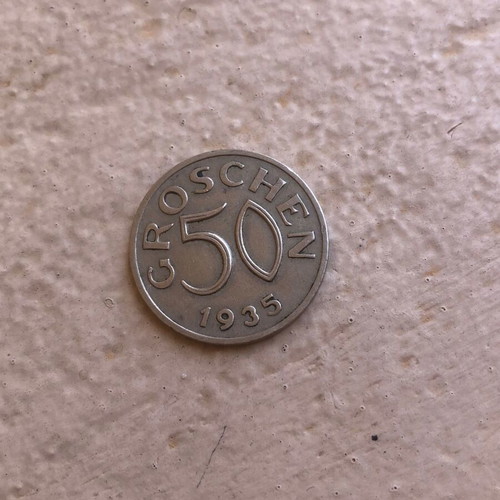 Austria 50 Groschen 1935 coin used, historic European currency