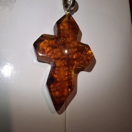 Cross pendant made of natural Baltic amber new