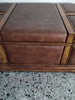 Ashley storage trunk table like new, leather and wood