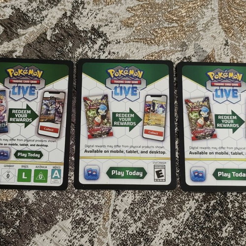 Pokemon digital redeem codes pack of 3 new