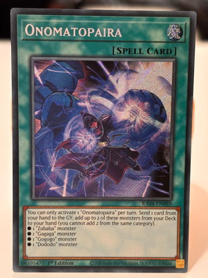 Onomatopaira Secret Rare Spell Card new -  0,90 - Vendora.cy